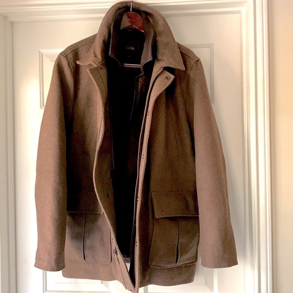 Tasso Elba Mens Full Zip Wool Blend Overcoat Brown - Picture 2 of 16